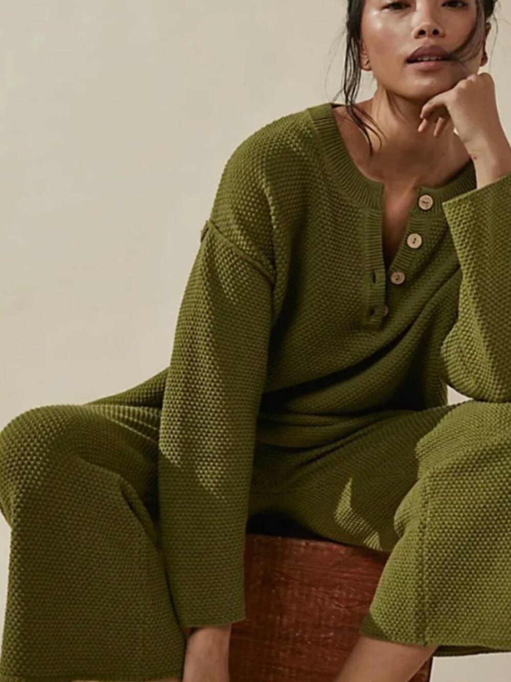 NWT Free People Hailee Sweater Co-Ord Set in Moss Green Heather